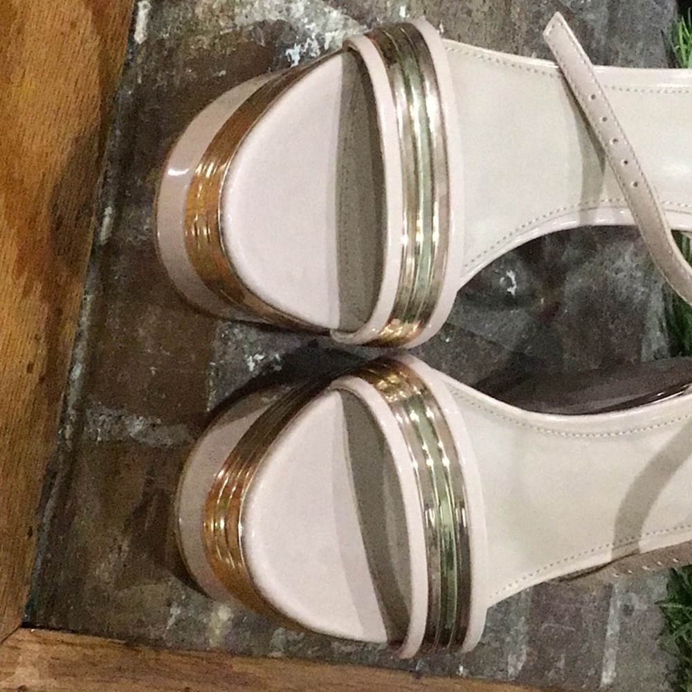 ALDO Nude Strappy Platform Wedge Sandals - Picture 2 of 5